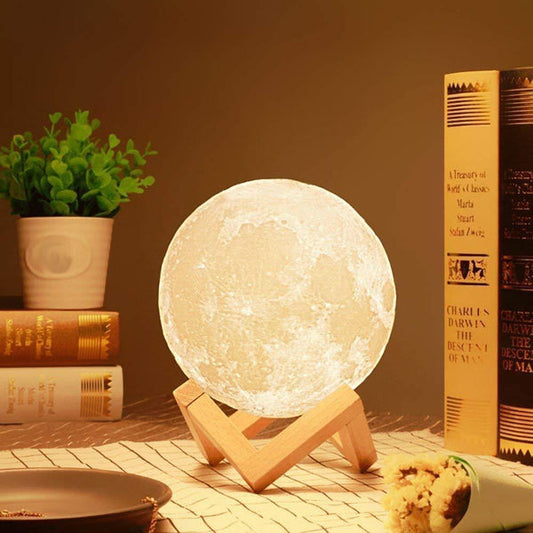 3D 7 Color Changing Moon Night Rechargeable Night Lamp For Bedroom